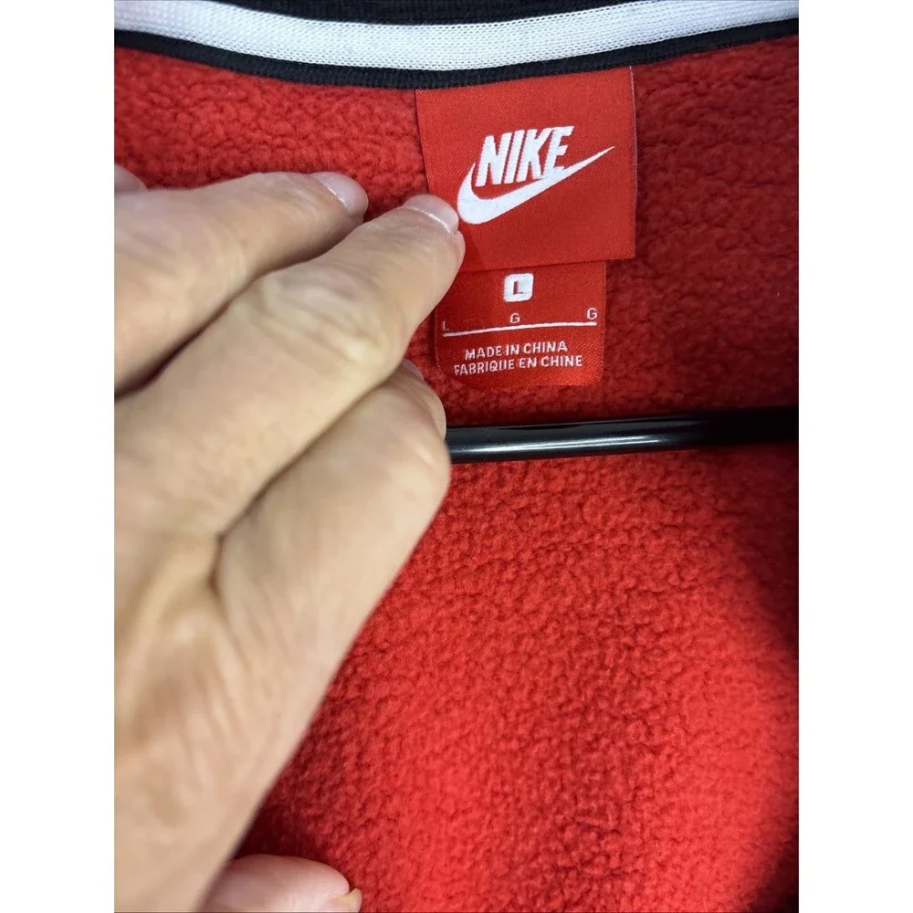 Nike Air Sweatshirt Boys Large Hoodie Full Zip Fleece Red Black Pockets Big Boys